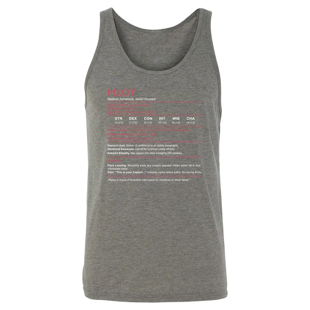 Pilot Stats Unisex Jersey Tank - Grey Triblend - 8