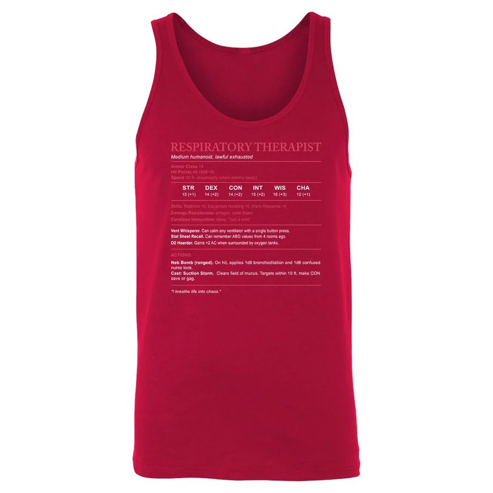 Respiratory Therapist Unisex Jersey Tank - Red - 11