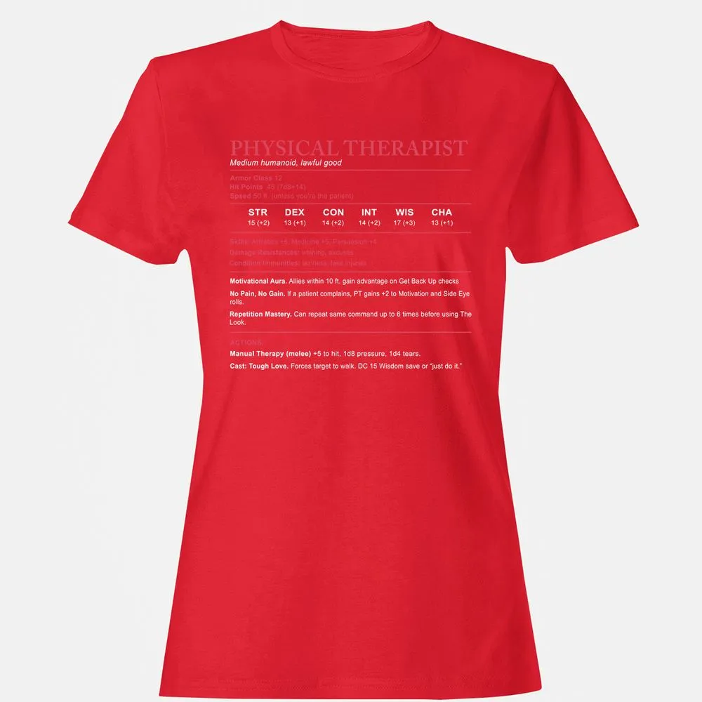 Physical Therapist Stats Women's T-Shirt - Red - 13