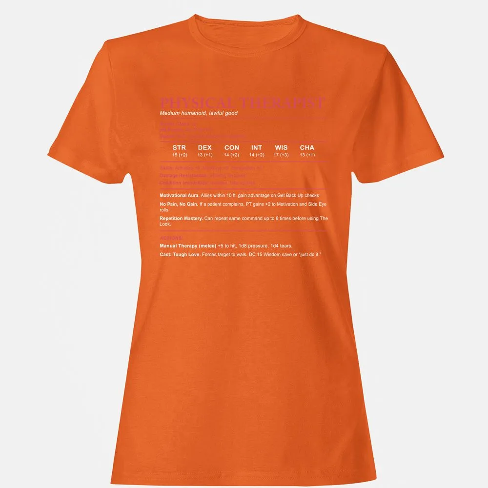 Physical Therapist Stats Women's T-Shirt - Orange - 11