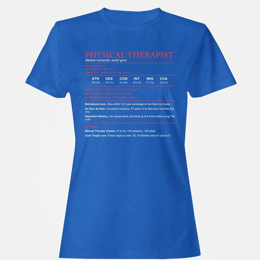 Physical Therapist Stats Women's T-Shirt - Royal - 14