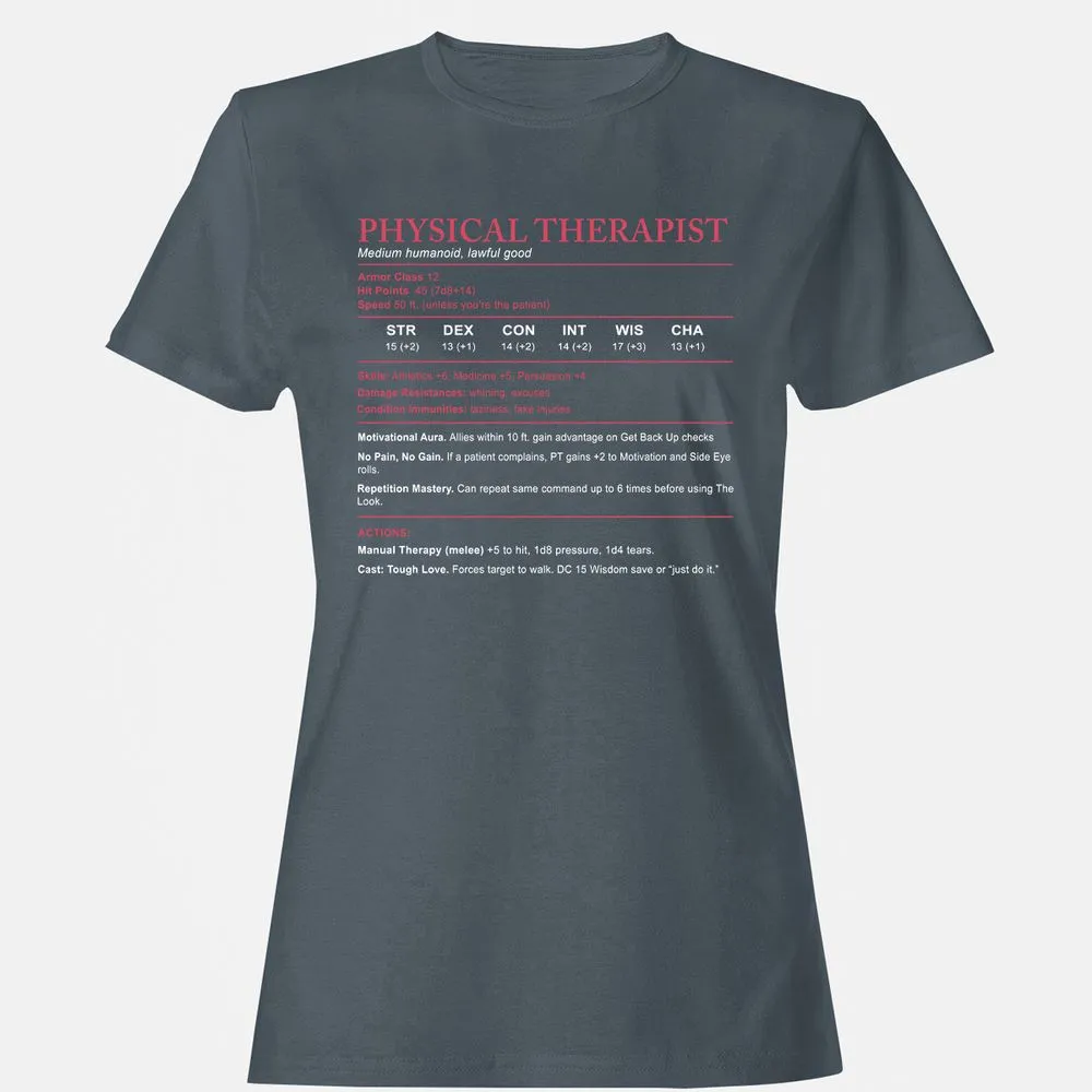 Physical Therapist Stats Women's T-Shirt - Charcoal - 3