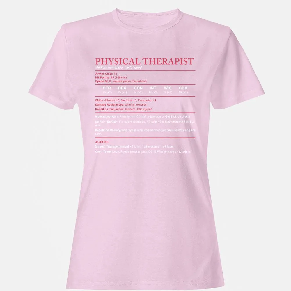 Physical Therapist Stats Women's T-Shirt - Light Pink - 9