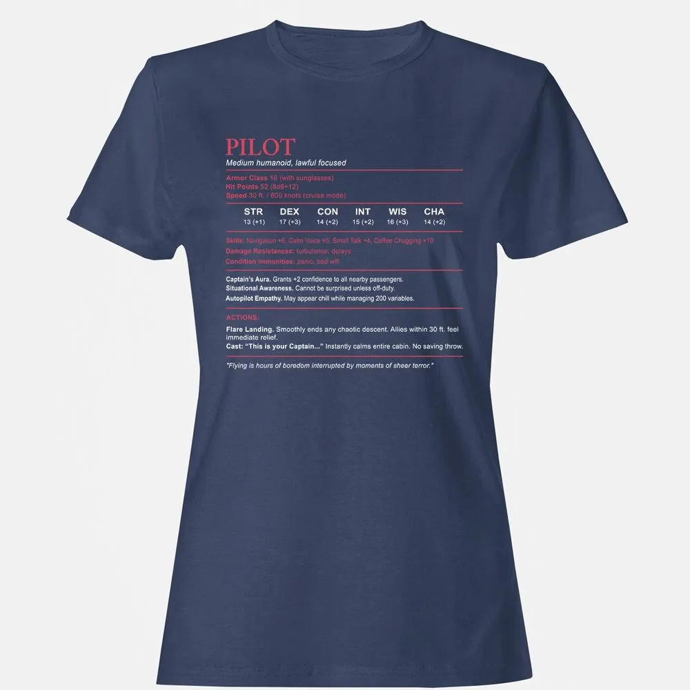 Pilot Stats Women's T-Shirt - Navy - 10