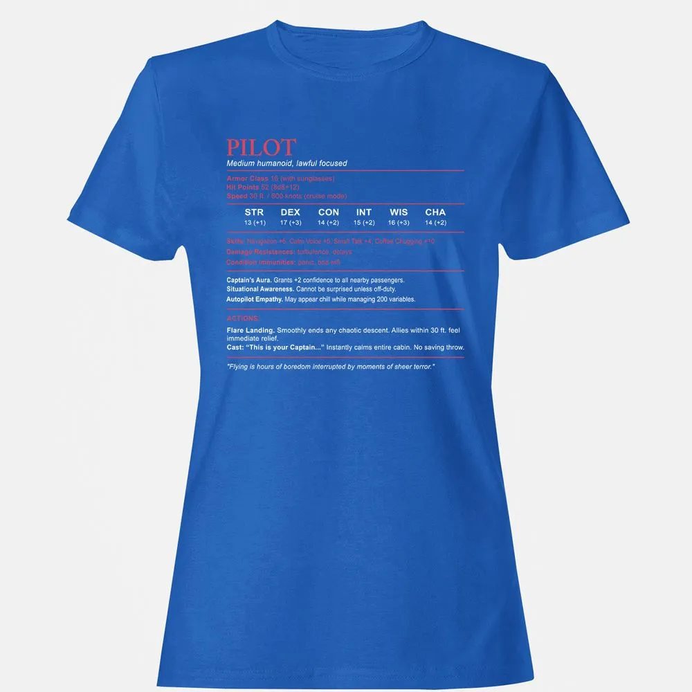 Pilot Stats Women's T-Shirt - Royal - 14