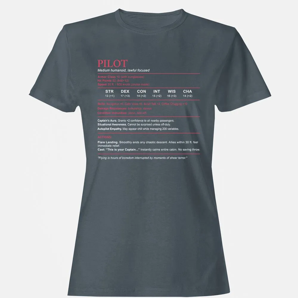 Pilot Stats Women's T-Shirt - Charcoal - 3