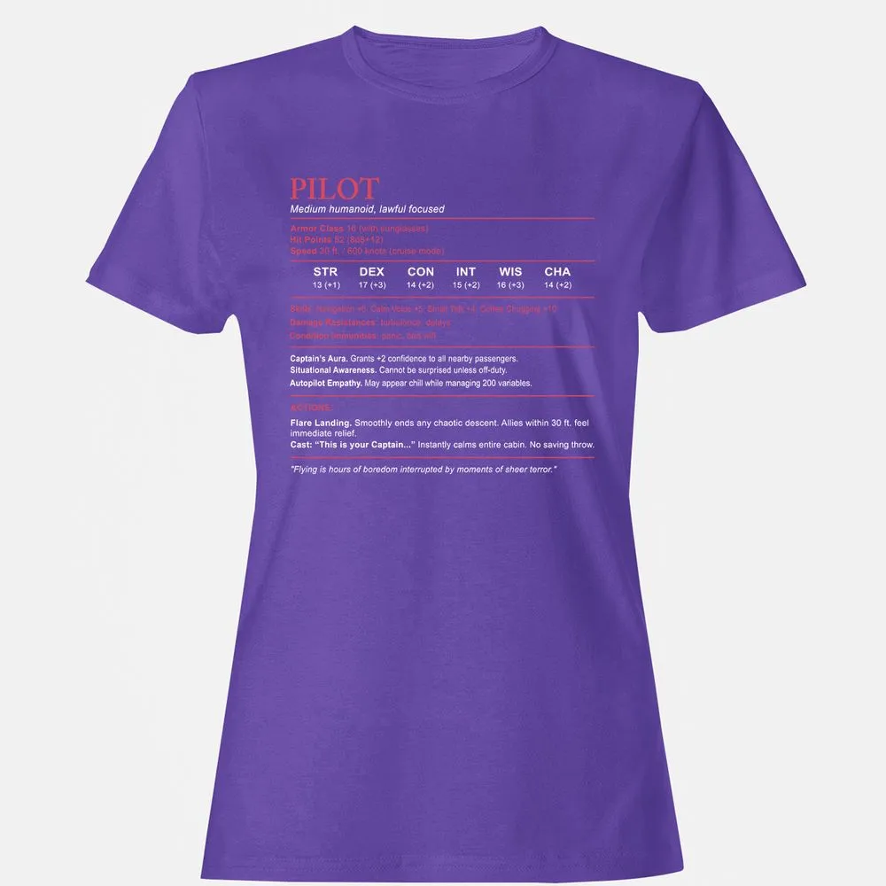 Pilot Stats Women's T-Shirt - Purple - 12
