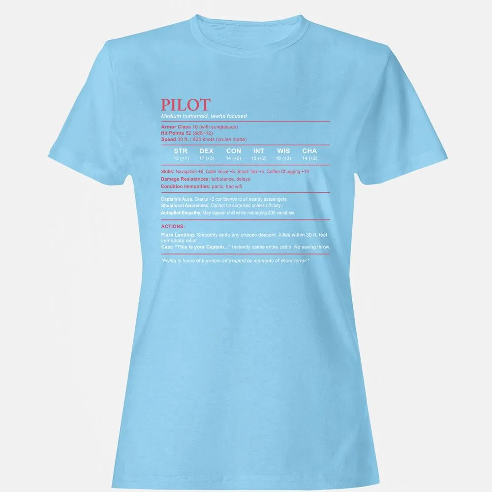 Pilot Stats Women's T-Shirt - Light Blue - 8