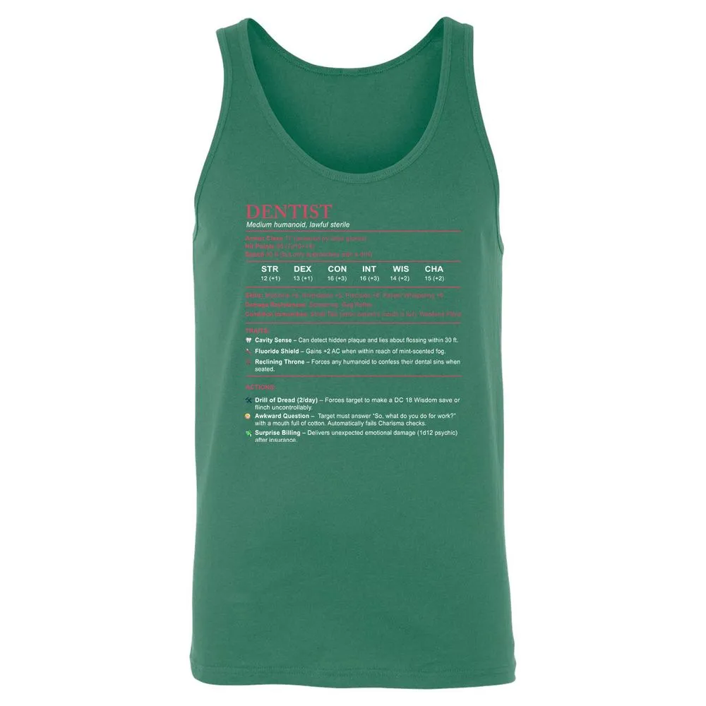 Dentist Stats Unisex Jersey Tank - Kelly - 9