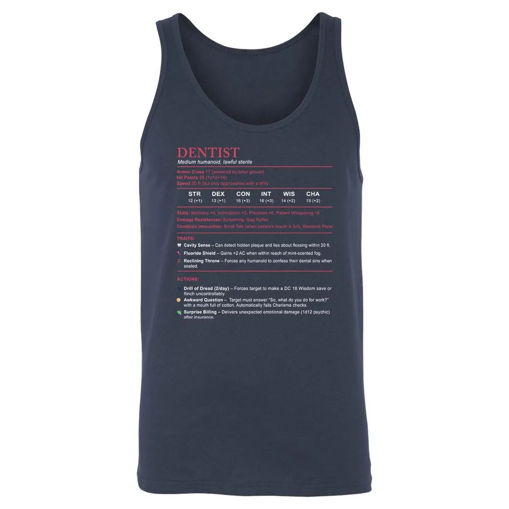 Dentist Stats Unisex Jersey Tank - Navy - 2
