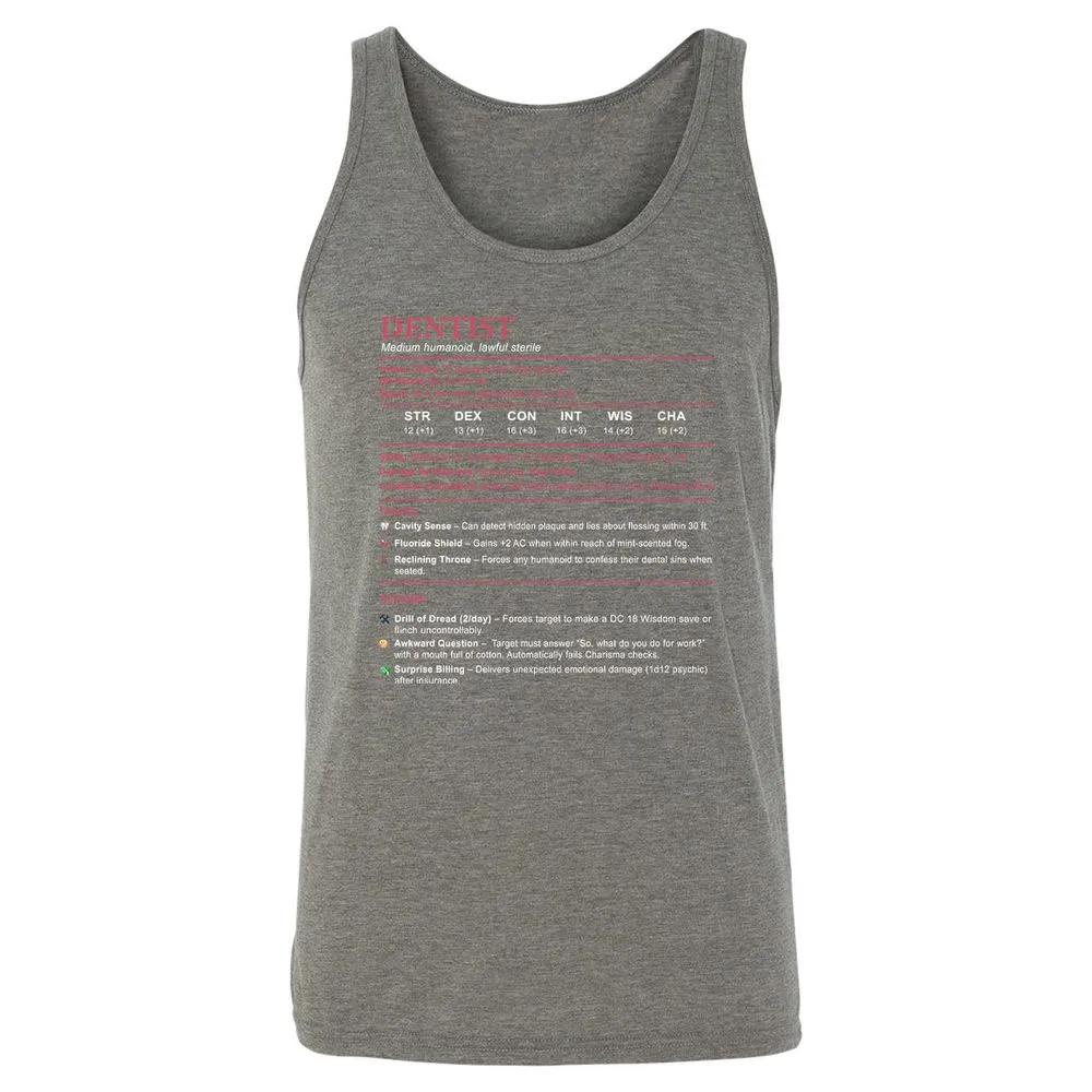 Dentist Stats Unisex Jersey Tank - Grey Triblend - 8