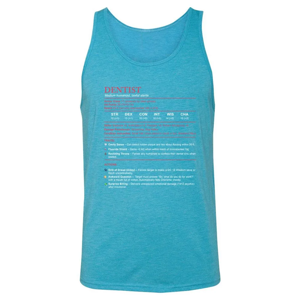 Dentist Stats Unisex Jersey Tank - Aqua Triblend - 3