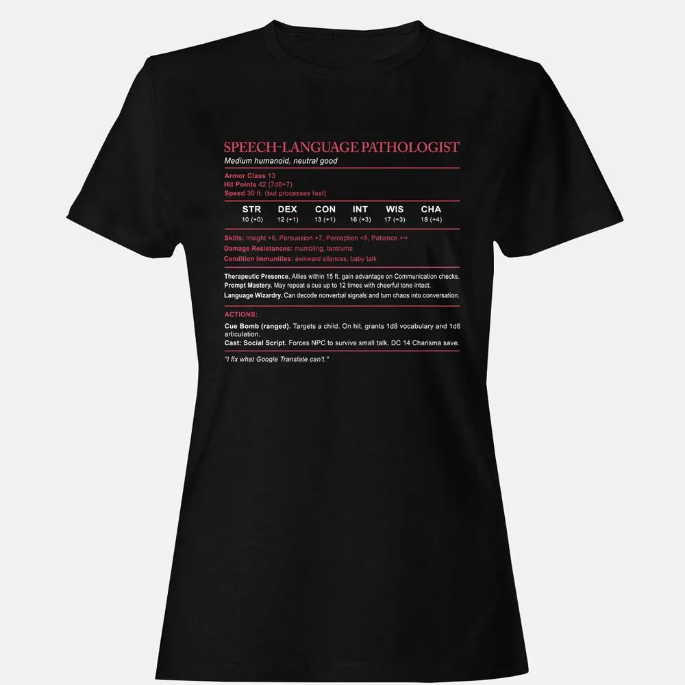 Speech Language Pathologist Stats Women's T-Shirt - Black - 1