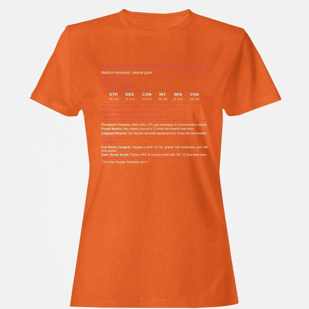 Speech Language Pathologist Stats Women's T-Shirt - Orange - 11