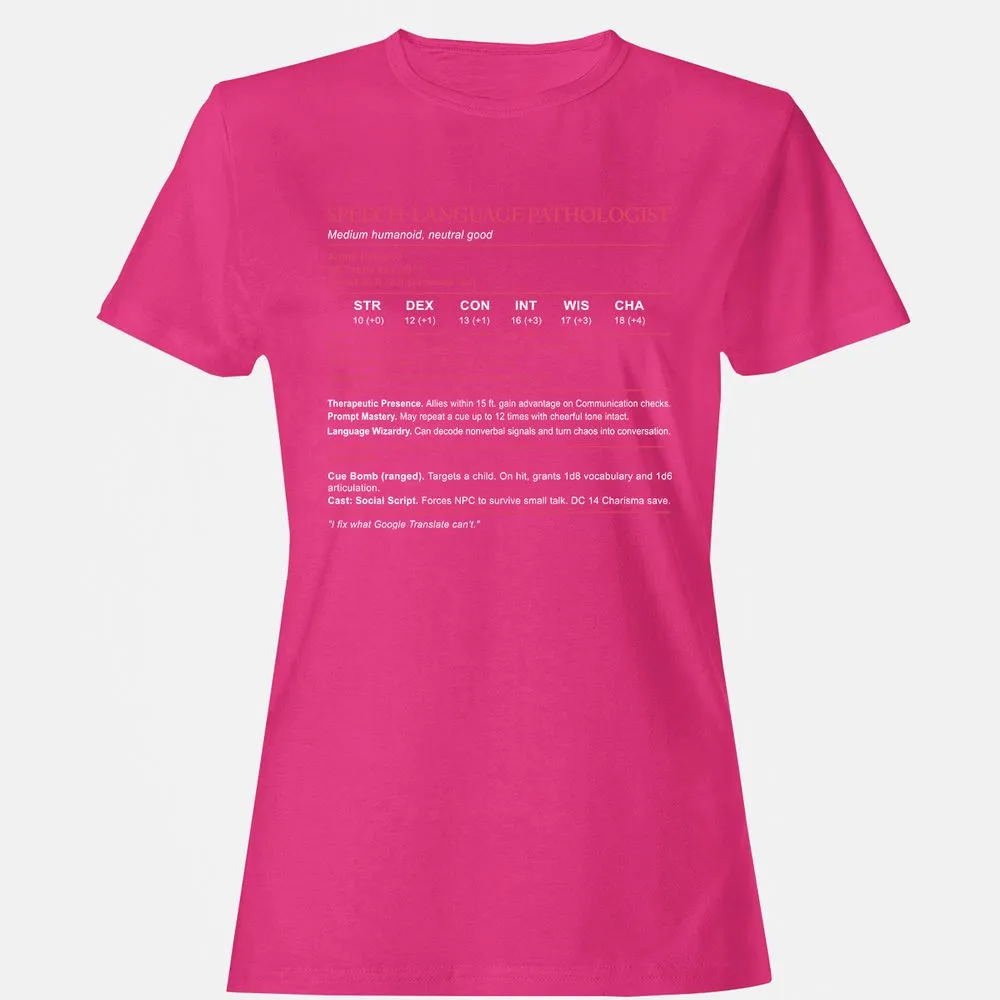 Speech Language Pathologist Stats Women's T-Shirt - Heliconia - 6