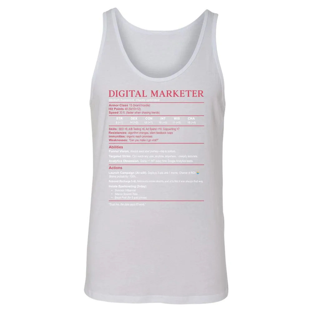 Digital Marketer Stats Unisex Jersey Tank - White - 14