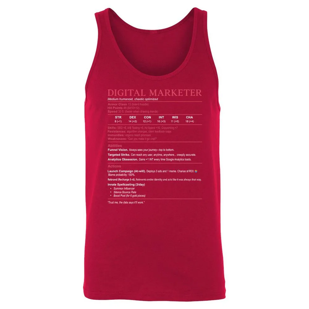 Digital Marketer Stats Unisex Jersey Tank - Red - 11