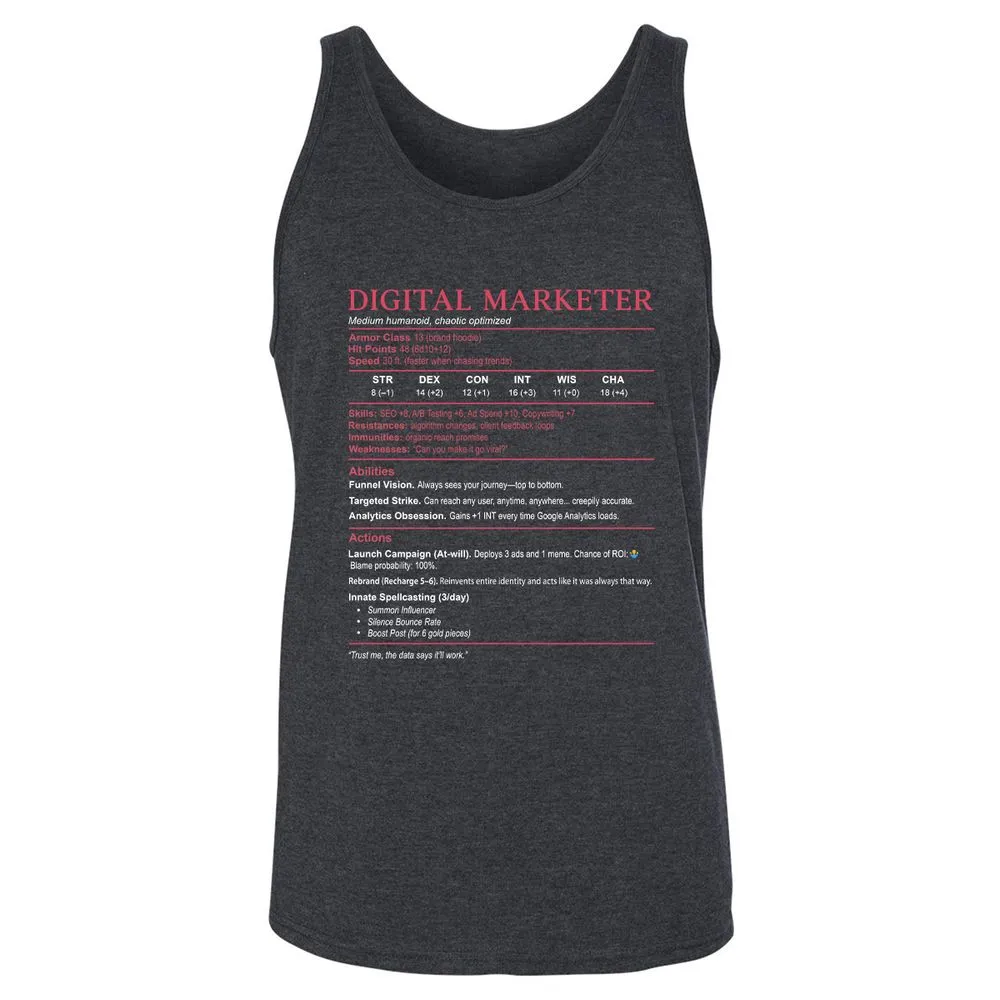 Digital Marketer Stats Unisex Jersey Tank - Dark Grey Heather - 6
