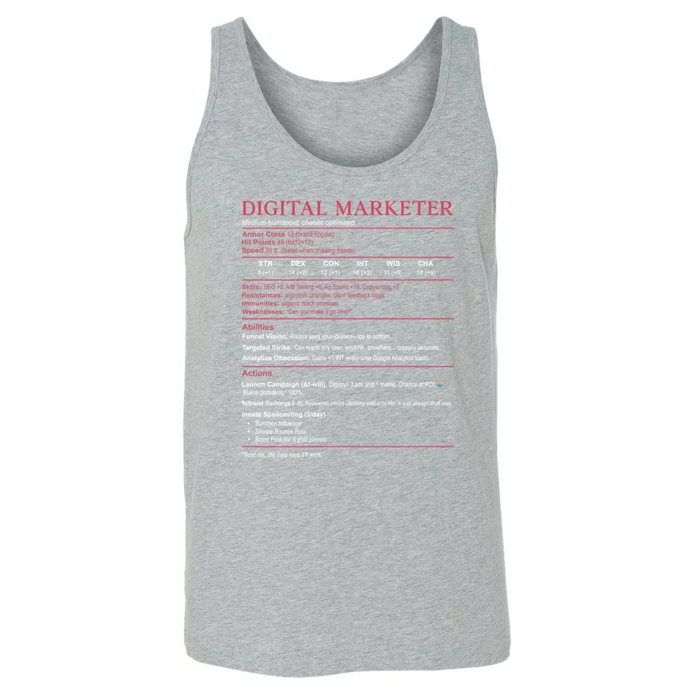 Digital Marketer Stats Unisex Jersey Tank - Athletic Heather - 4