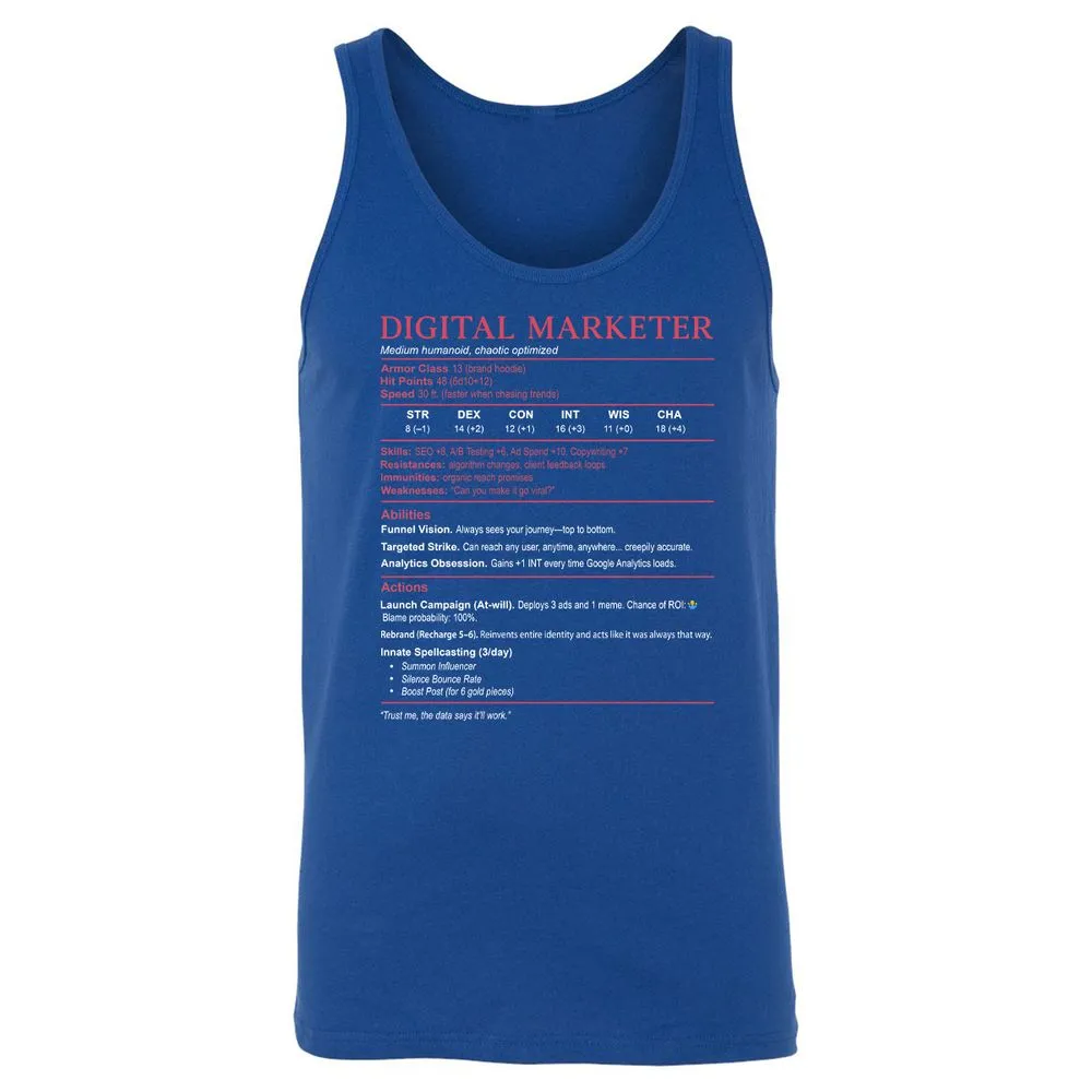 Digital Marketer Stats Unisex Jersey Tank - True Royal - 13
