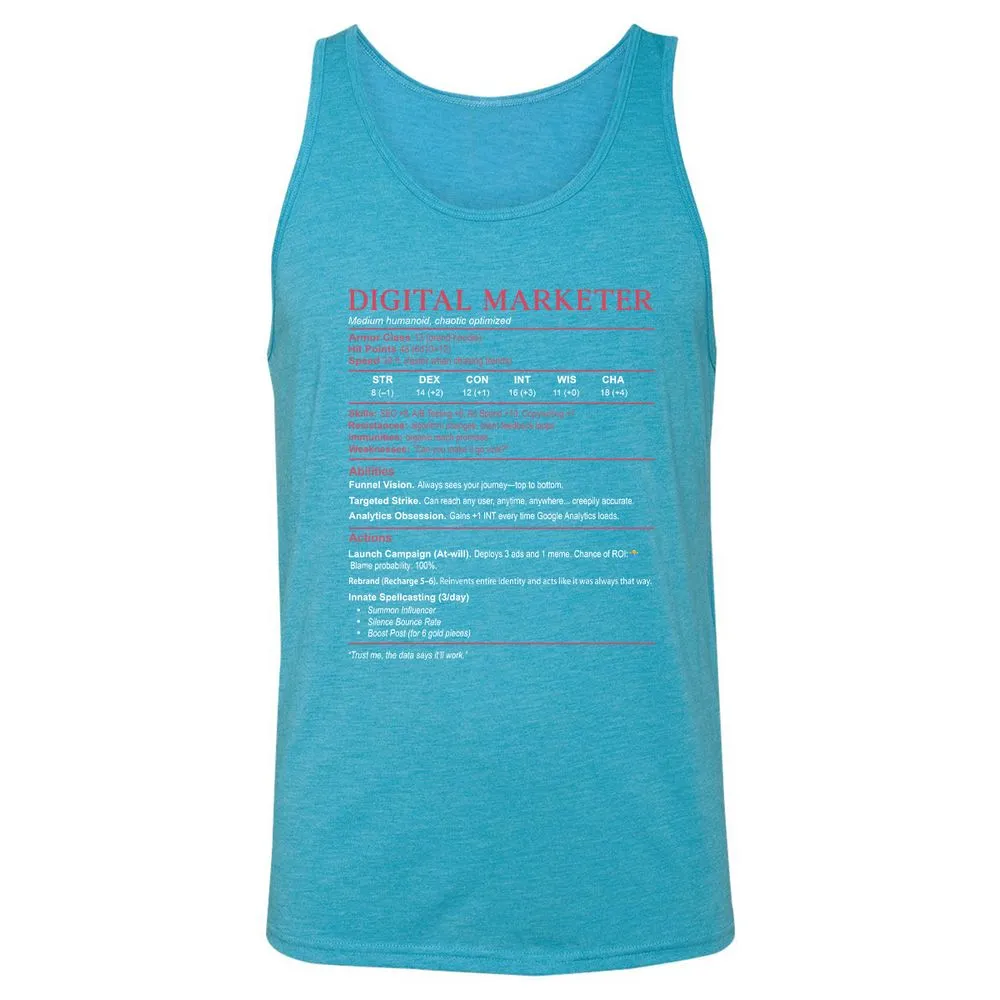 Digital Marketer Stats Unisex Jersey Tank - Aqua Triblend - 3