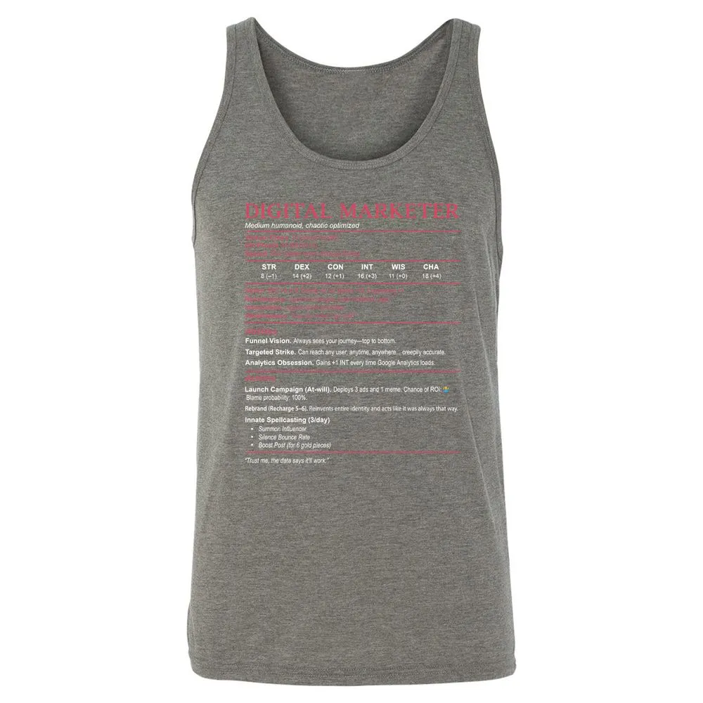 Digital Marketer Stats Unisex Jersey Tank - Grey Triblend - 8