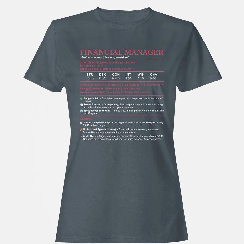 Financial Manager Stats Women's T-Shirt - Charcoal - 3