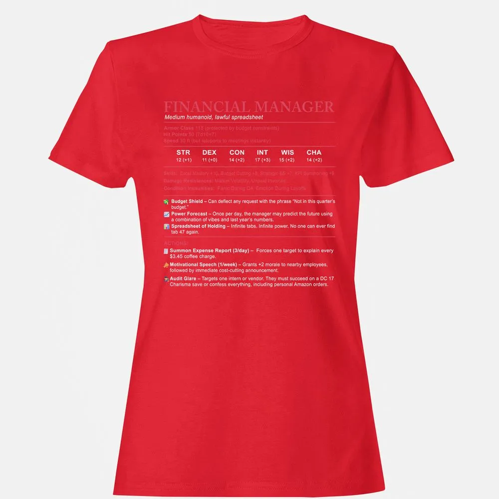 Financial Manager Stats Women's T-Shirt - Red - 13