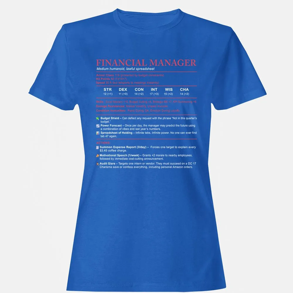 Financial Manager Stats Women's T-Shirt - Royal - 14