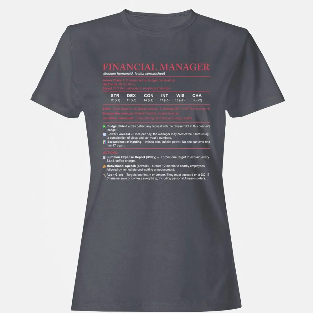 Financial Manager Stats Women's T-Shirt - Dark Heather - 5