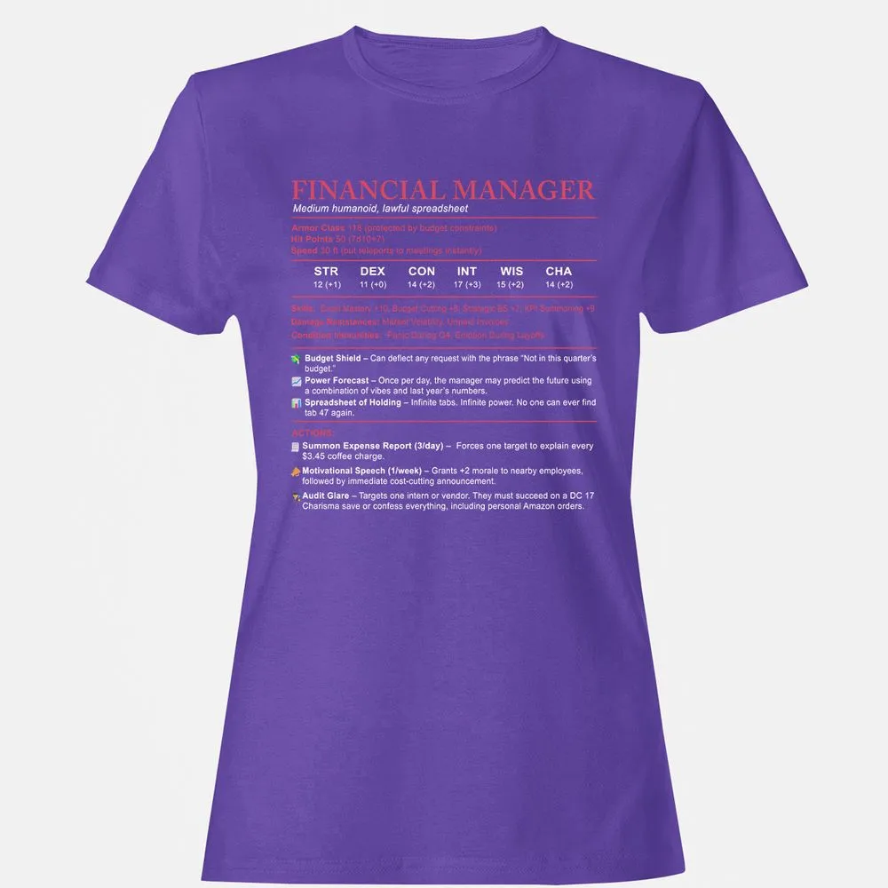 Financial Manager Stats Women's T-Shirt - Purple - 12