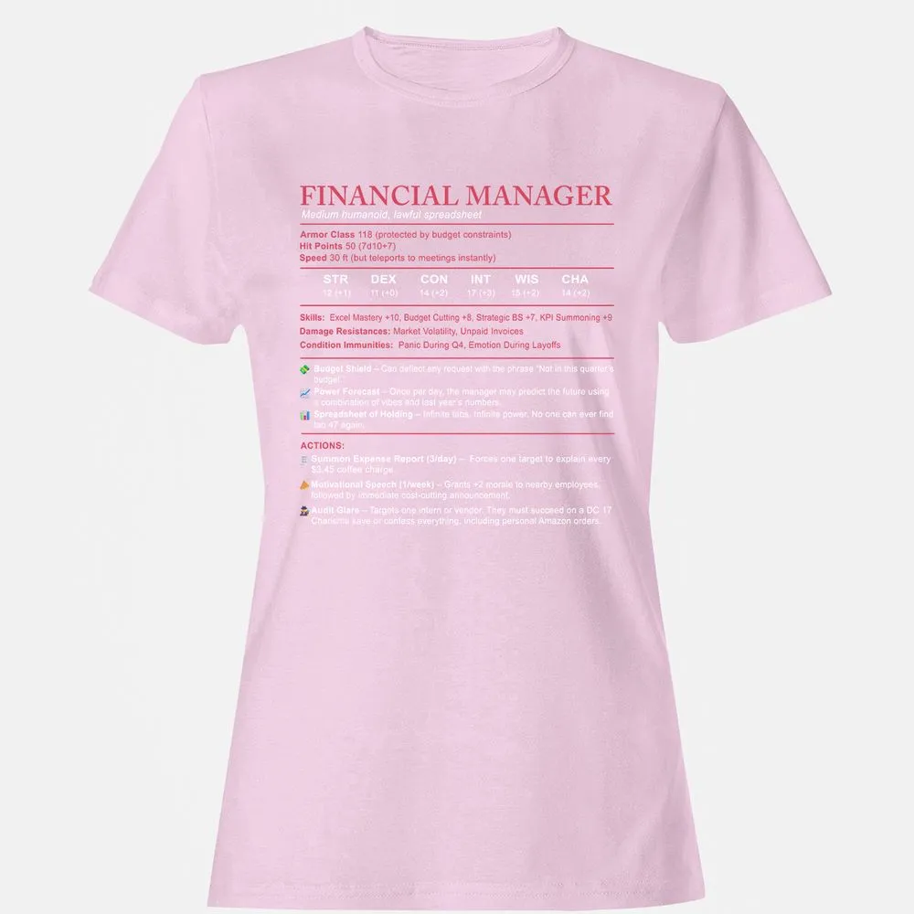 Financial Manager Stats Women's T-Shirt - Light Pink - 9