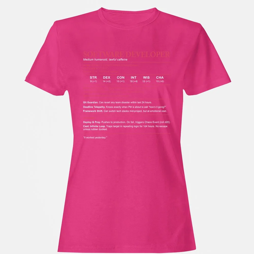 Software Developer Stats Women's T-Shirt - Heliconia - 6