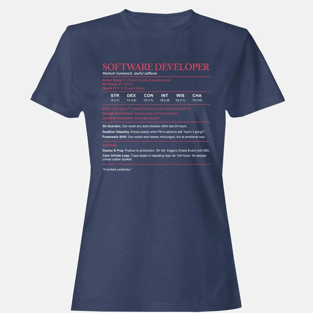 Software Developer Stats Women's T-Shirt - Navy - 10