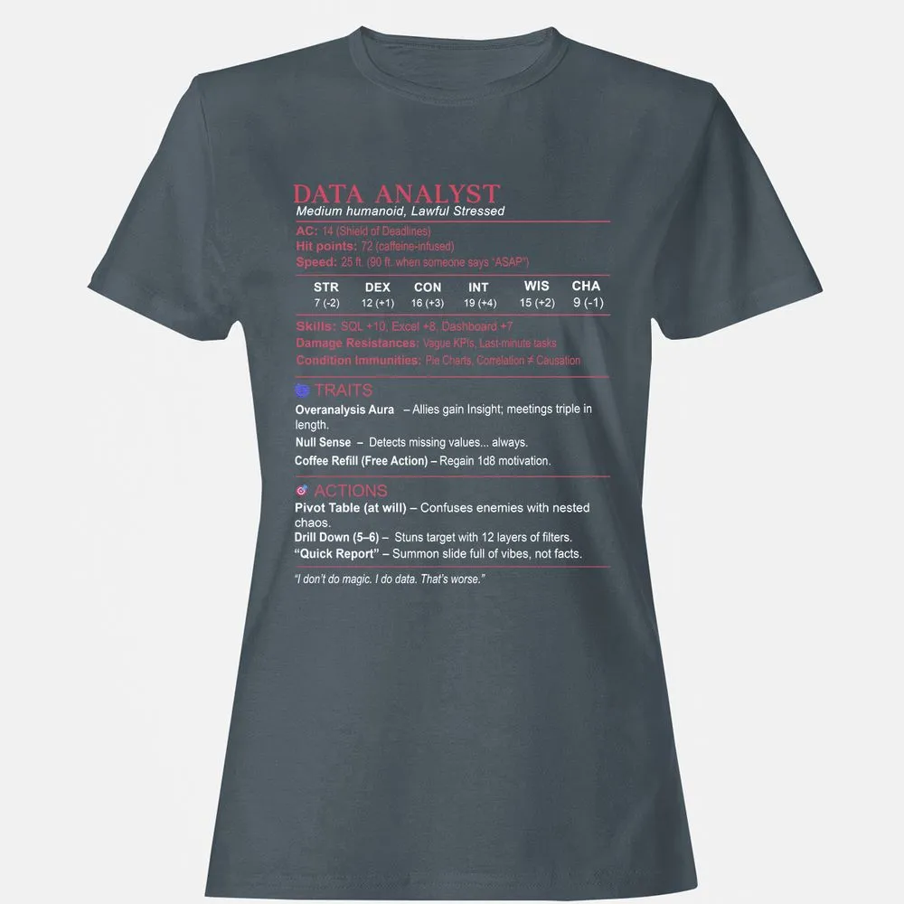 Data Analyst Stats Women's T-Shirt - Charcoal - 3