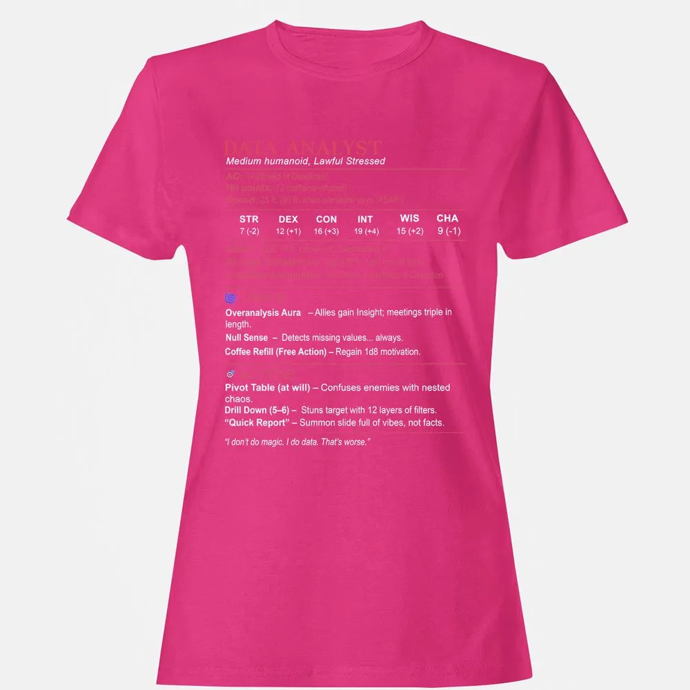 Data Analyst Stats Women's T-Shirt - Heliconia - 6