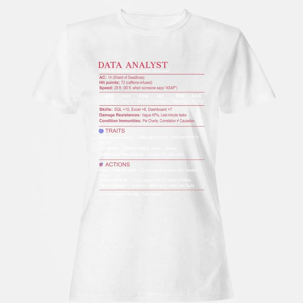 Data Analyst Stats Women's T-Shirt - White - 16