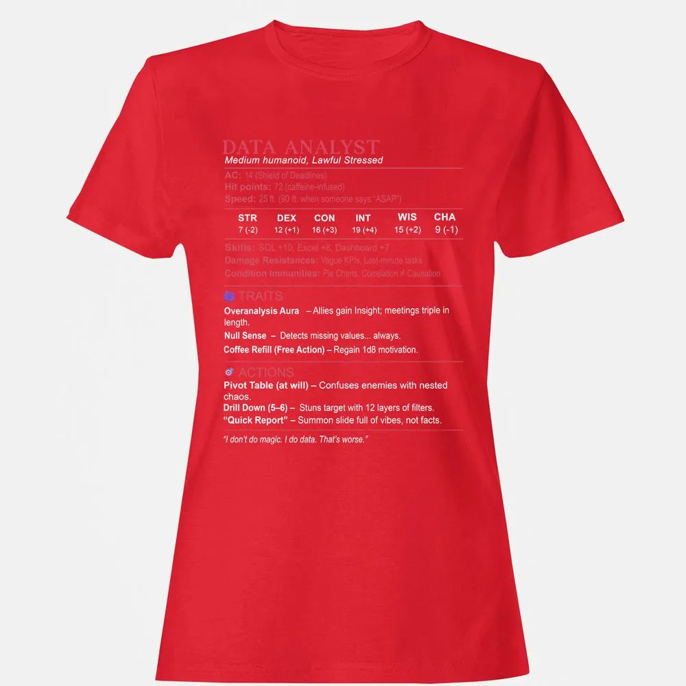 Data Analyst Stats Women's T-Shirt - Red - 13