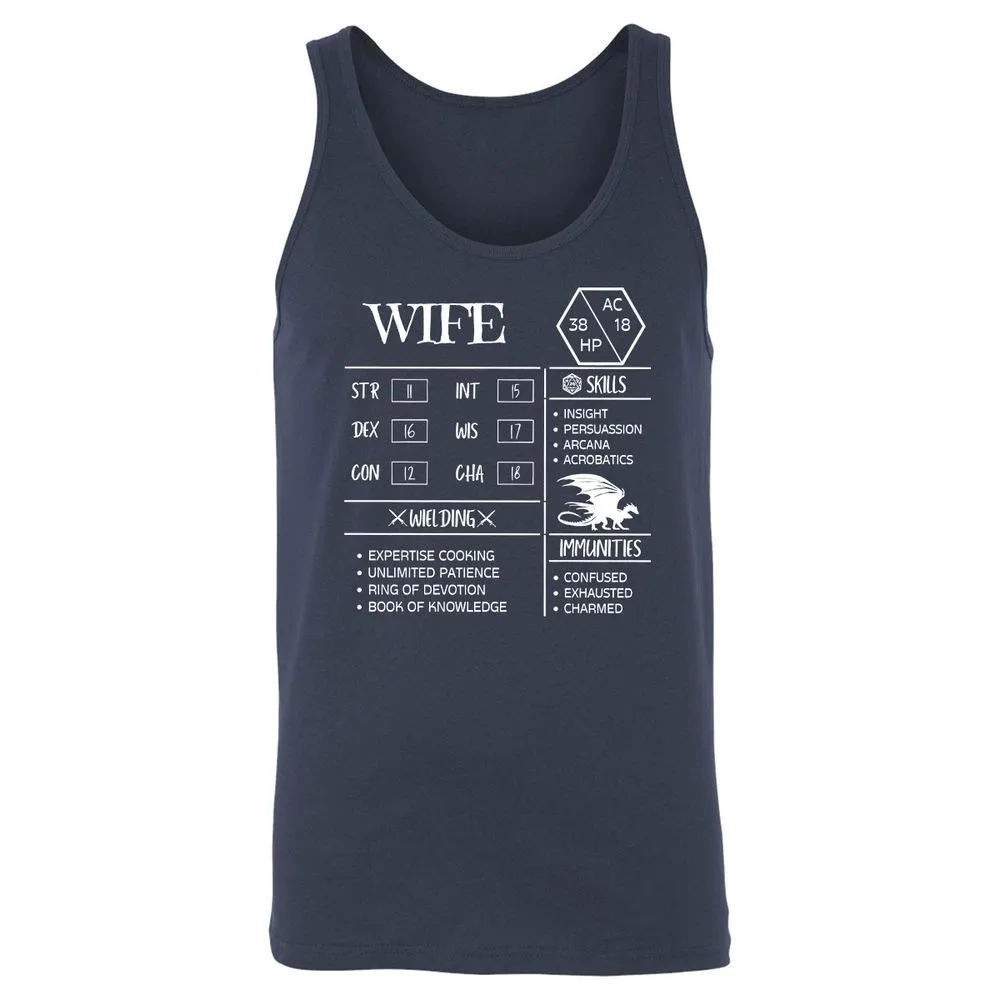 Wife Stats 2 Unisex Jersey Tank - Navy - 2