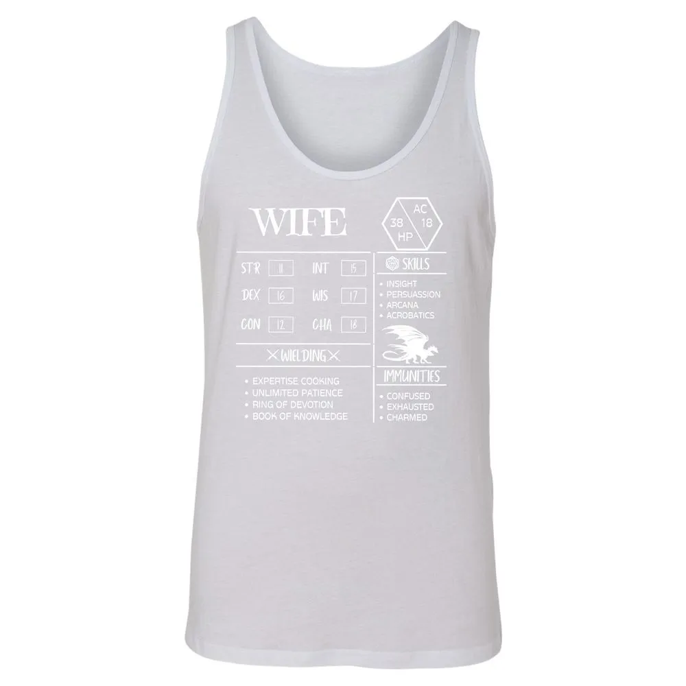 Wife Stats 2 Unisex Jersey Tank - White - 14