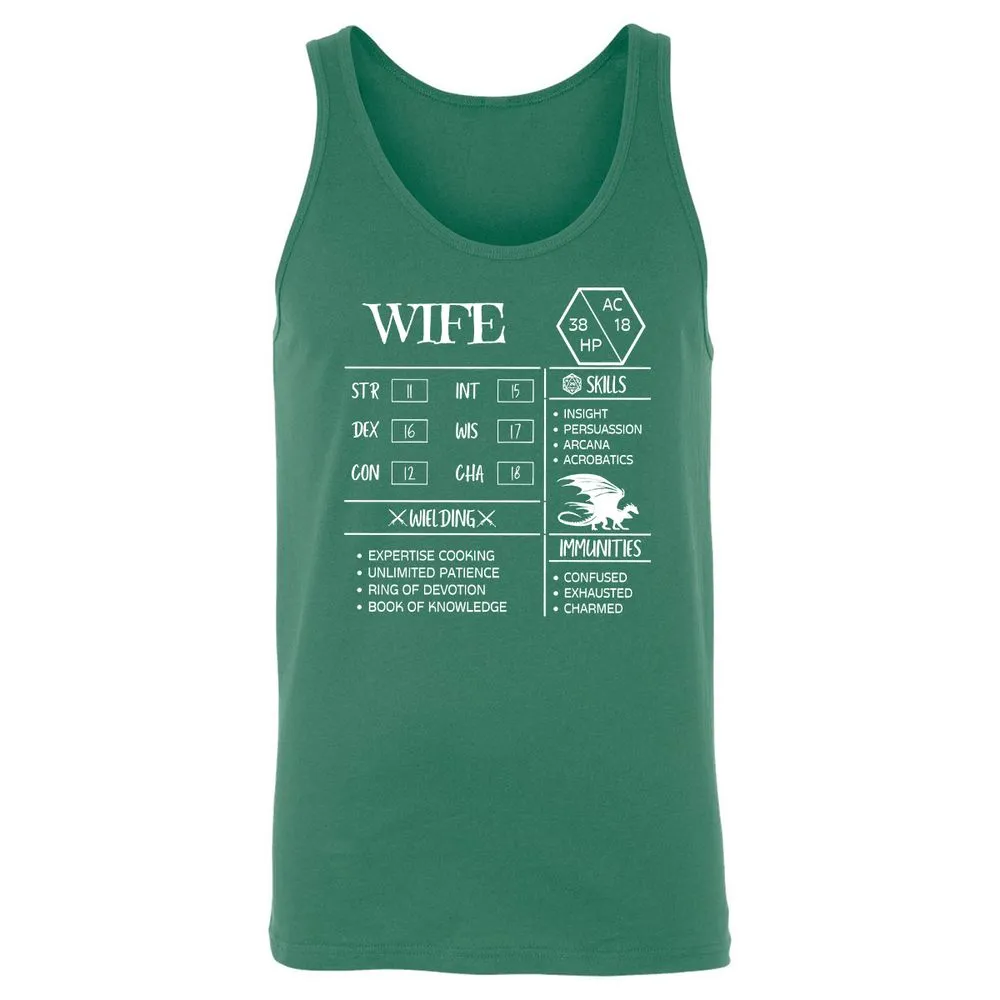 Wife Stats 2 Unisex Jersey Tank - Kelly - 9