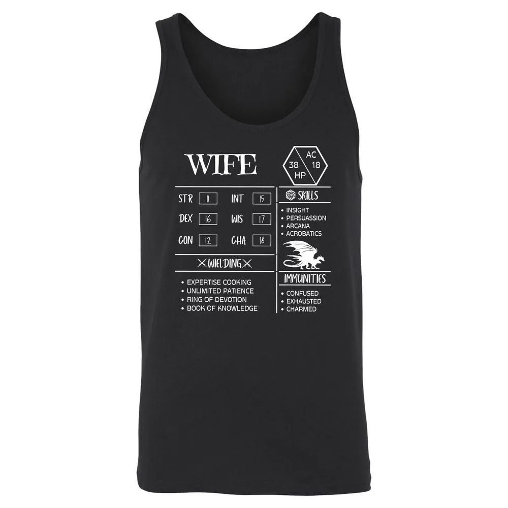 Wife Stats 2 Unisex Jersey Tank - Black - 1