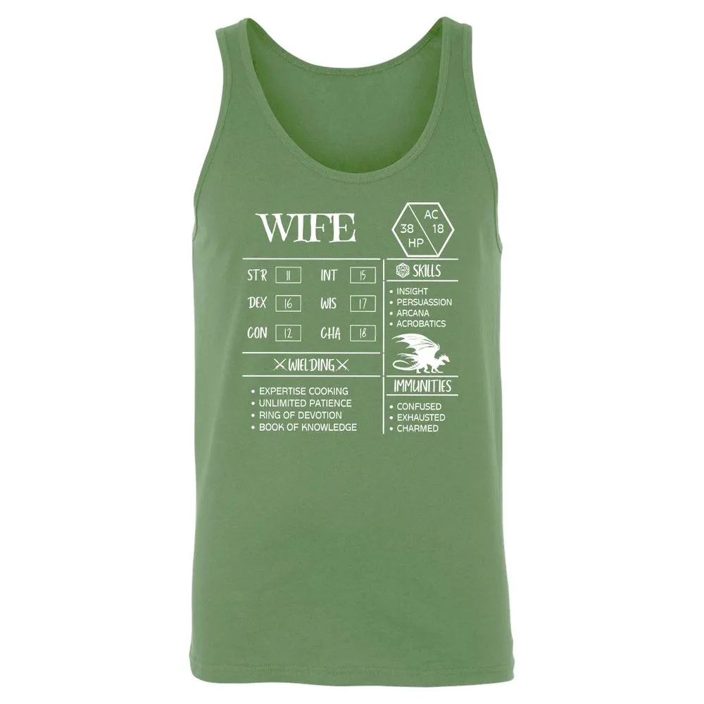 Wife Stats 2 Unisex Jersey Tank - Leaf - 10