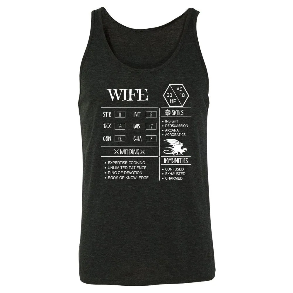 Wife Stats 2 Unisex Jersey Tank - Charcoal Black Triblend - 5