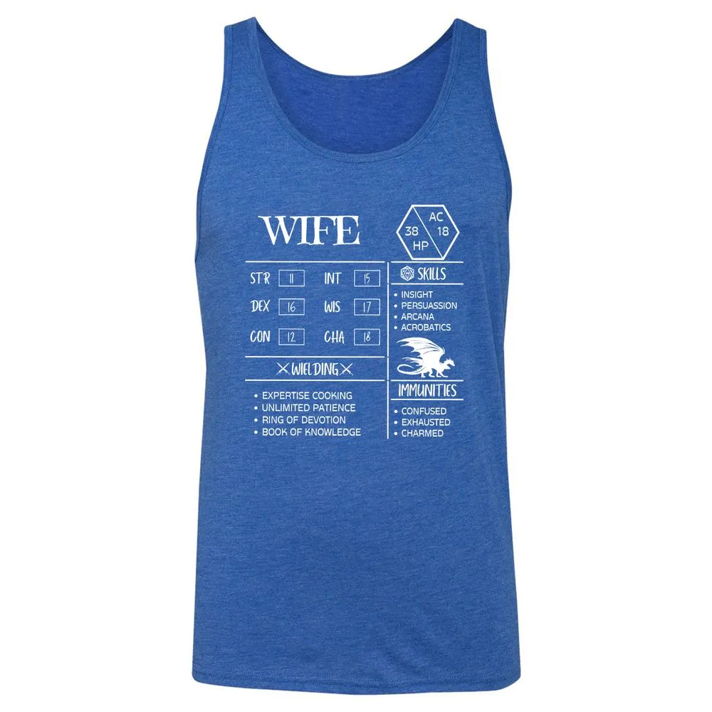 Wife Stats 2 Unisex Jersey Tank - True Royal Triblend - 12