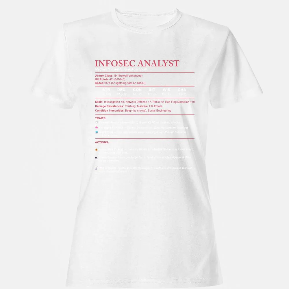 Information Security Analyst Stats Women's T-Shirt - White - 16