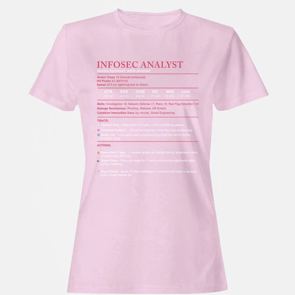 Information Security Analyst Stats Women's T-Shirt - Light Pink - 9