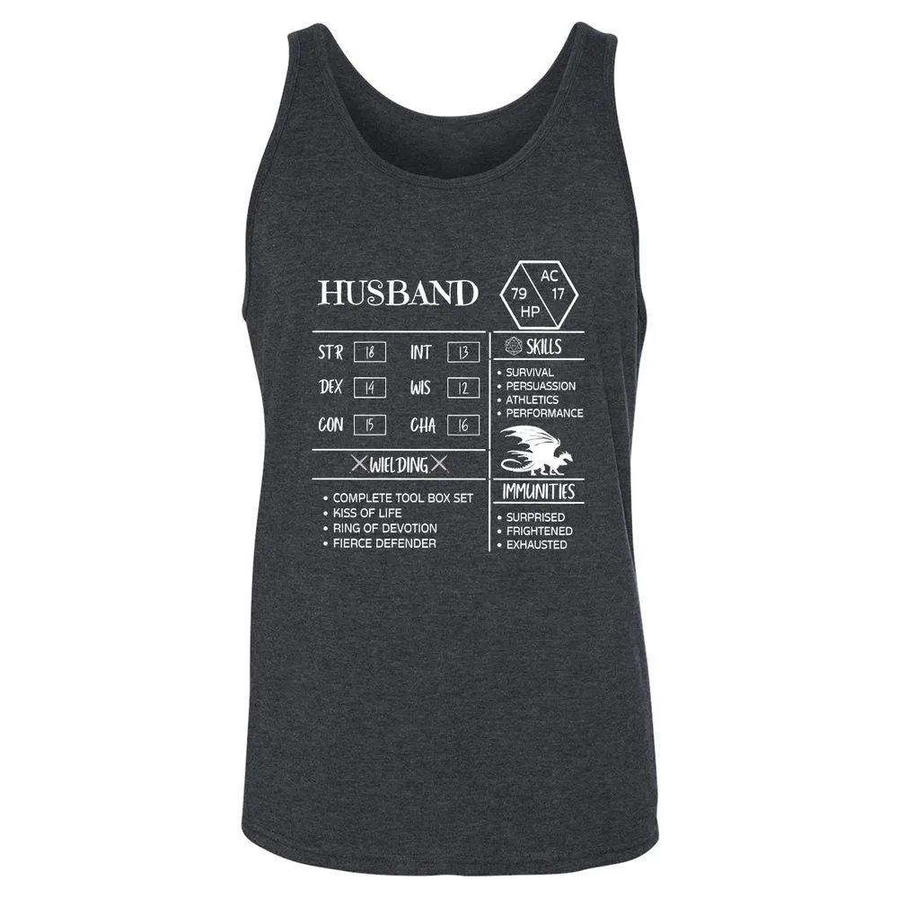 Husband Stats 2 Unisex Jersey Tank - Dark Grey Heather - 6
