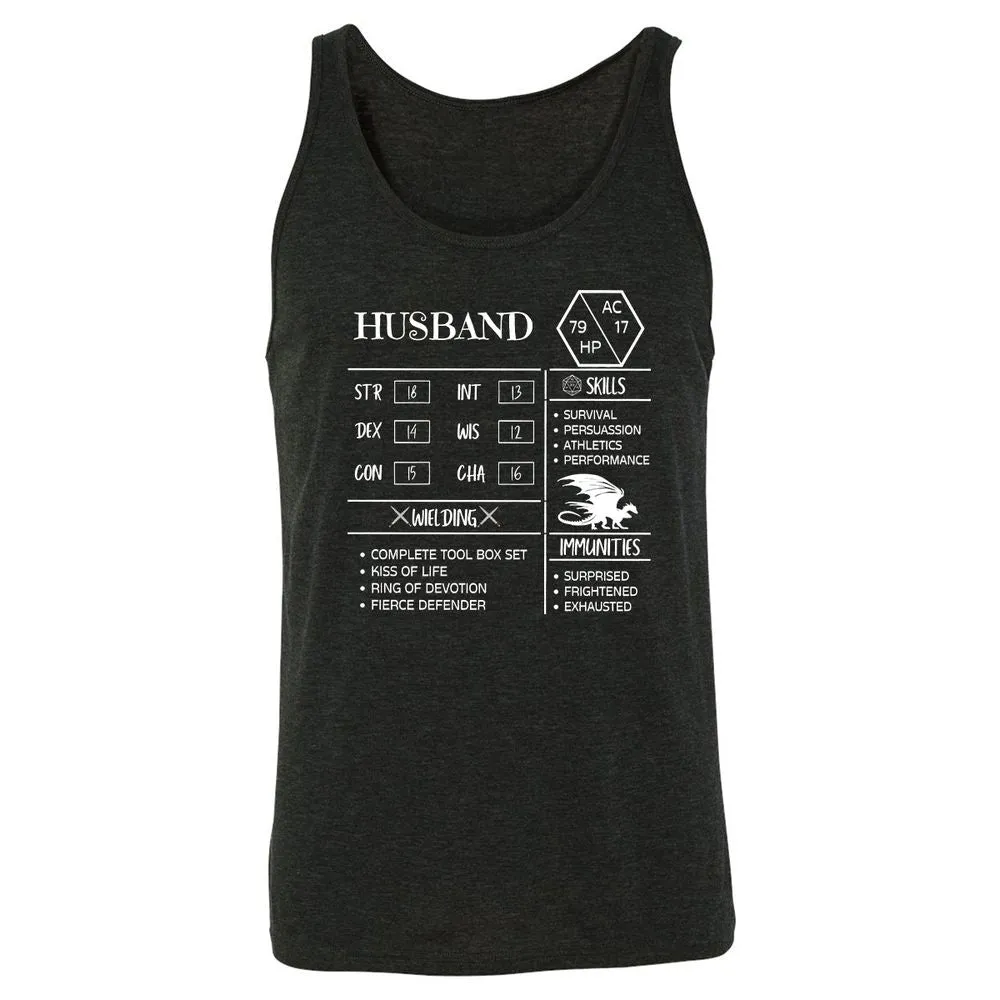 Husband Stats 2 Unisex Jersey Tank - Charcoal Black Triblend - 5