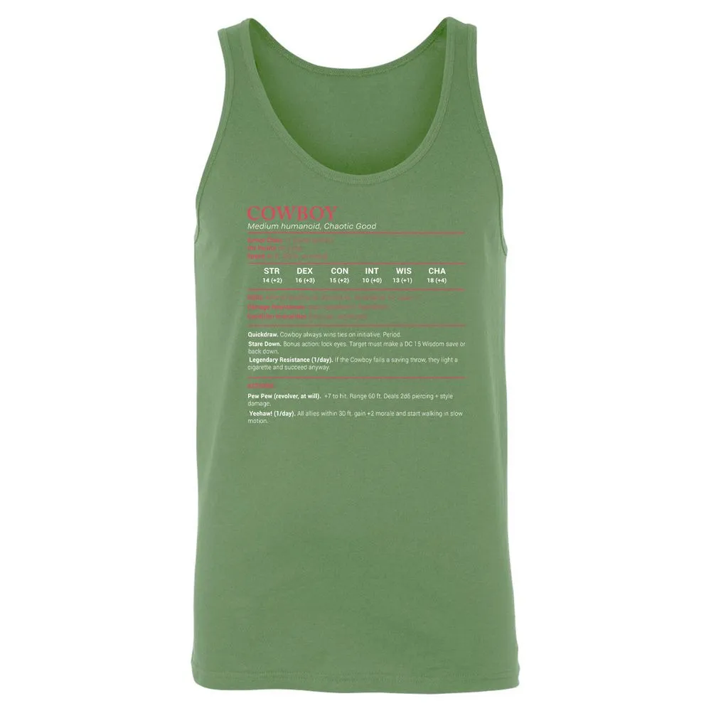 Cowboy Stats Unisex Jersey Tank - Leaf - 10